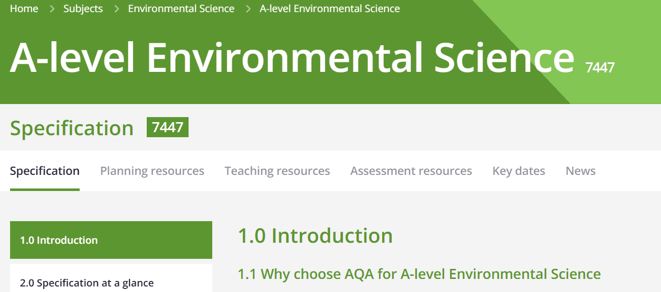 AQA spec