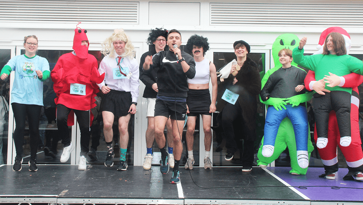 Students warming up for the annual HR4.5 fun run