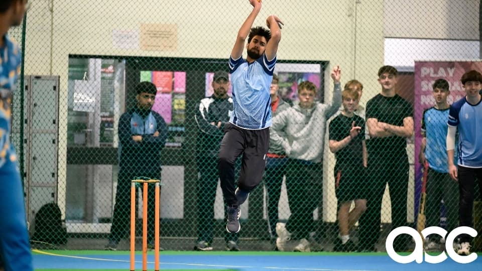 AOC Nationals 2025 Hills cricket team - student bowling