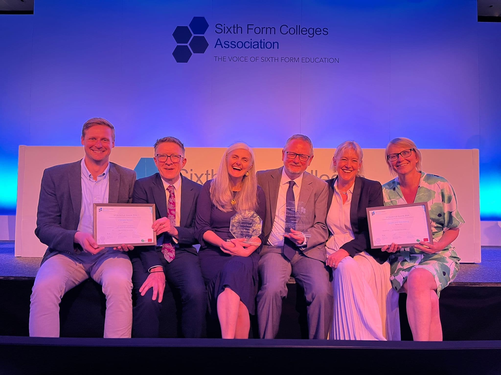 L-R Tim Lomas, Ian Pryer, Vicky Williamson, Chris Graham, Jo Trump and Ali Kirkman at the SFCA Awards 2026