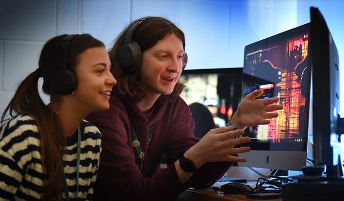 Students working on project