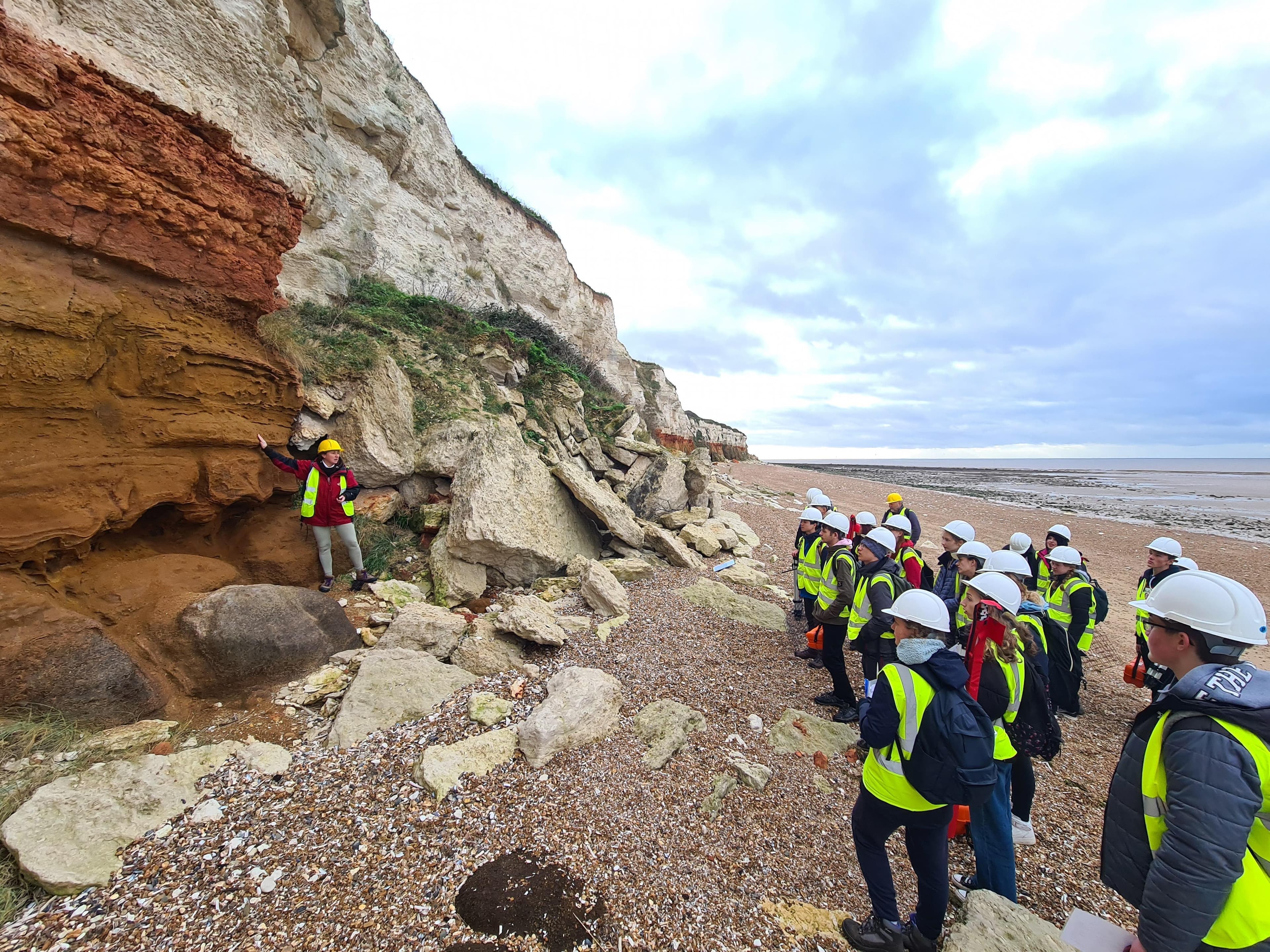 Students looking at a cliff